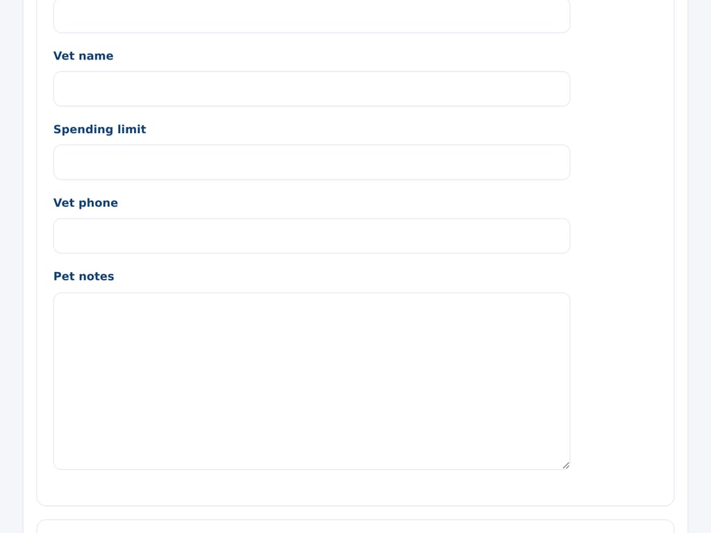 The send screen for one document: a box for each blank, every one required before it can go. The business and the people named are examples.
